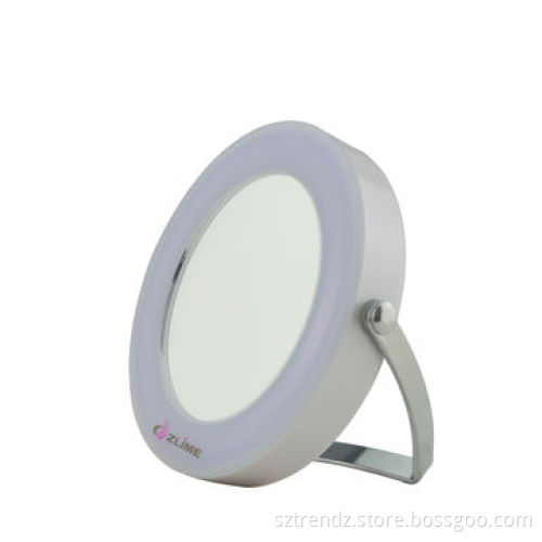 Compact 3x magnifying detailed cosmetic mirror with LED light